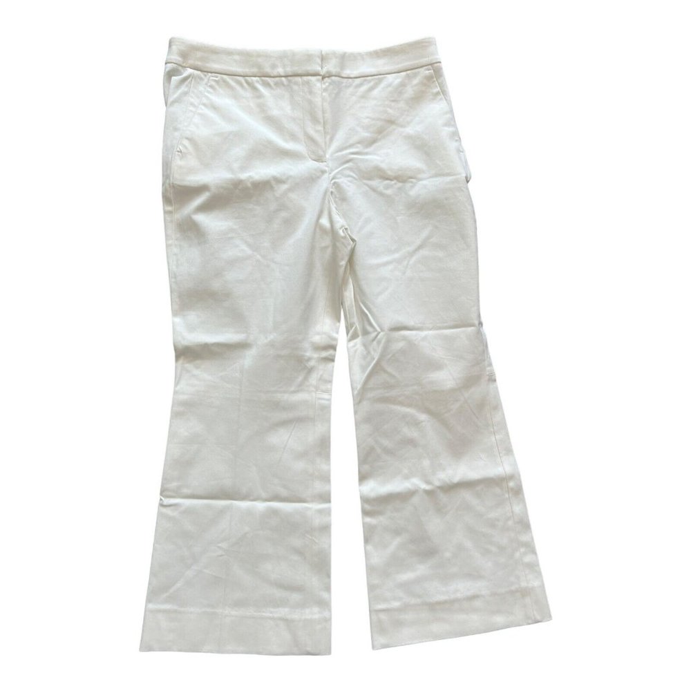 J. Crew $98 White Hayden Kickout Crop Pants in Bi-Stretch Cotton Size 12 AJ420